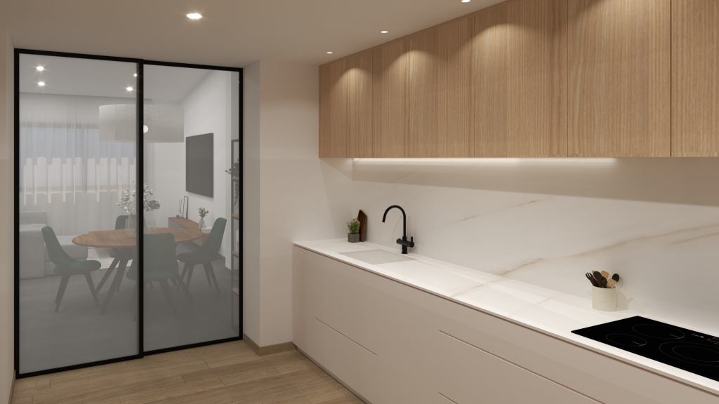 Diseño interior de cocina mediterránea