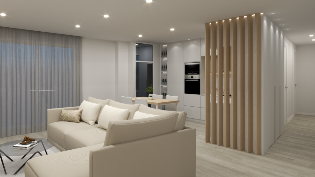 diseño de interior cocina abierta al comedor