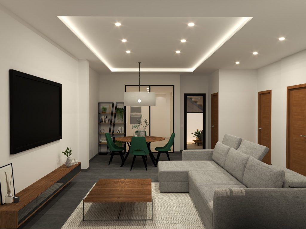 Diseño de interiores de salón - comedor moderno contemporáneo