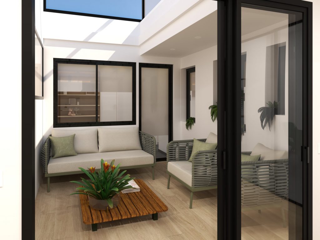 Diseño de interiores de patio interior / terraza mediterránea