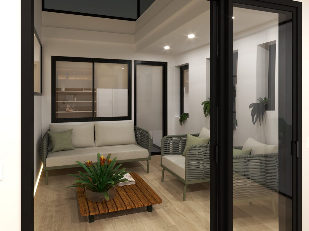 Diseño de interiores de patio interior / terraza mediterránea