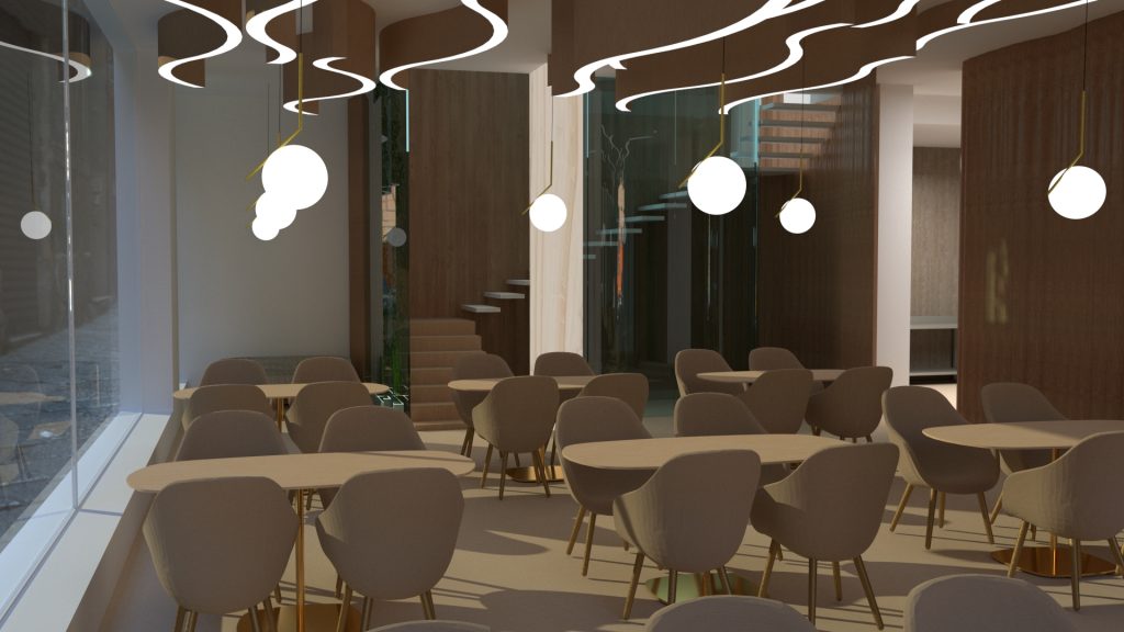 Diseño interior de restaurante mediterráneo