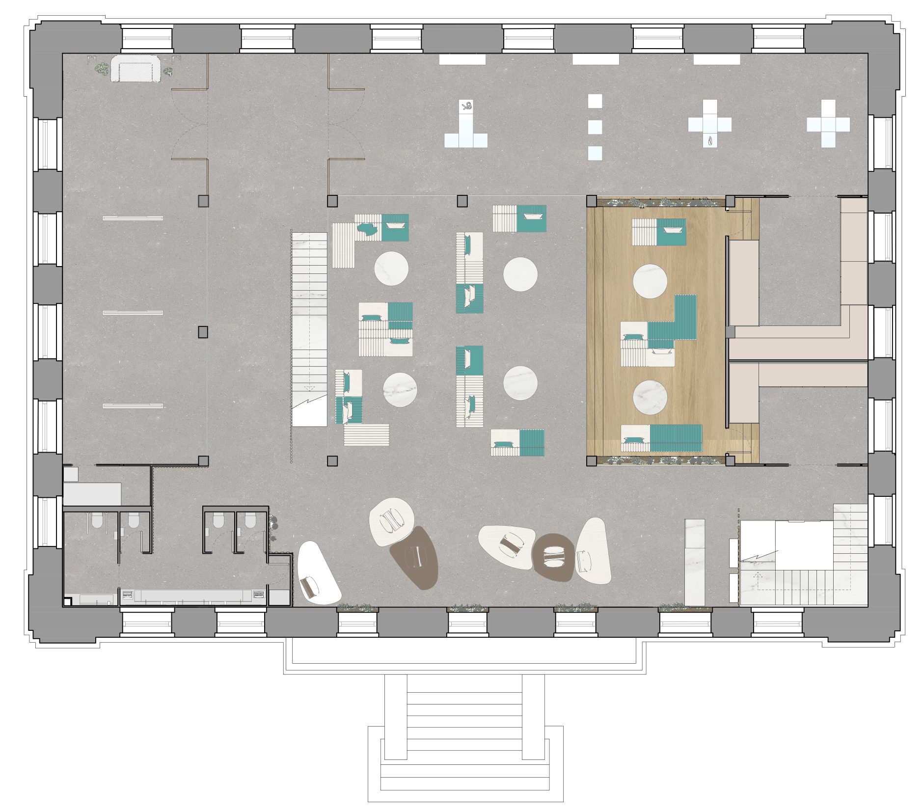 Diseño de interiores plano planta espacio cultural