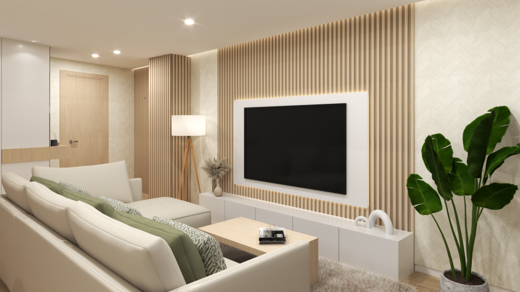 diseño de interior de salón mediterráneo