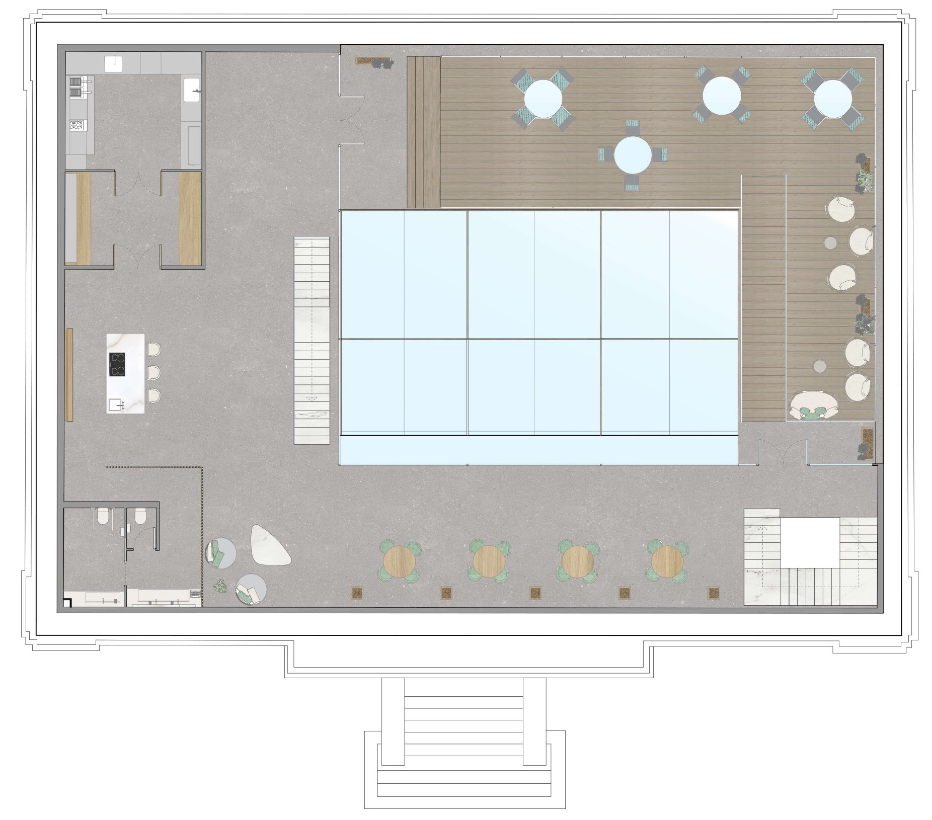 Diseño de interiores plano planta espacio cultural